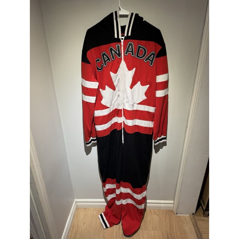 Team Canada Sockey  XL One Piece  Pajamas FLEECE JUMPSUIT